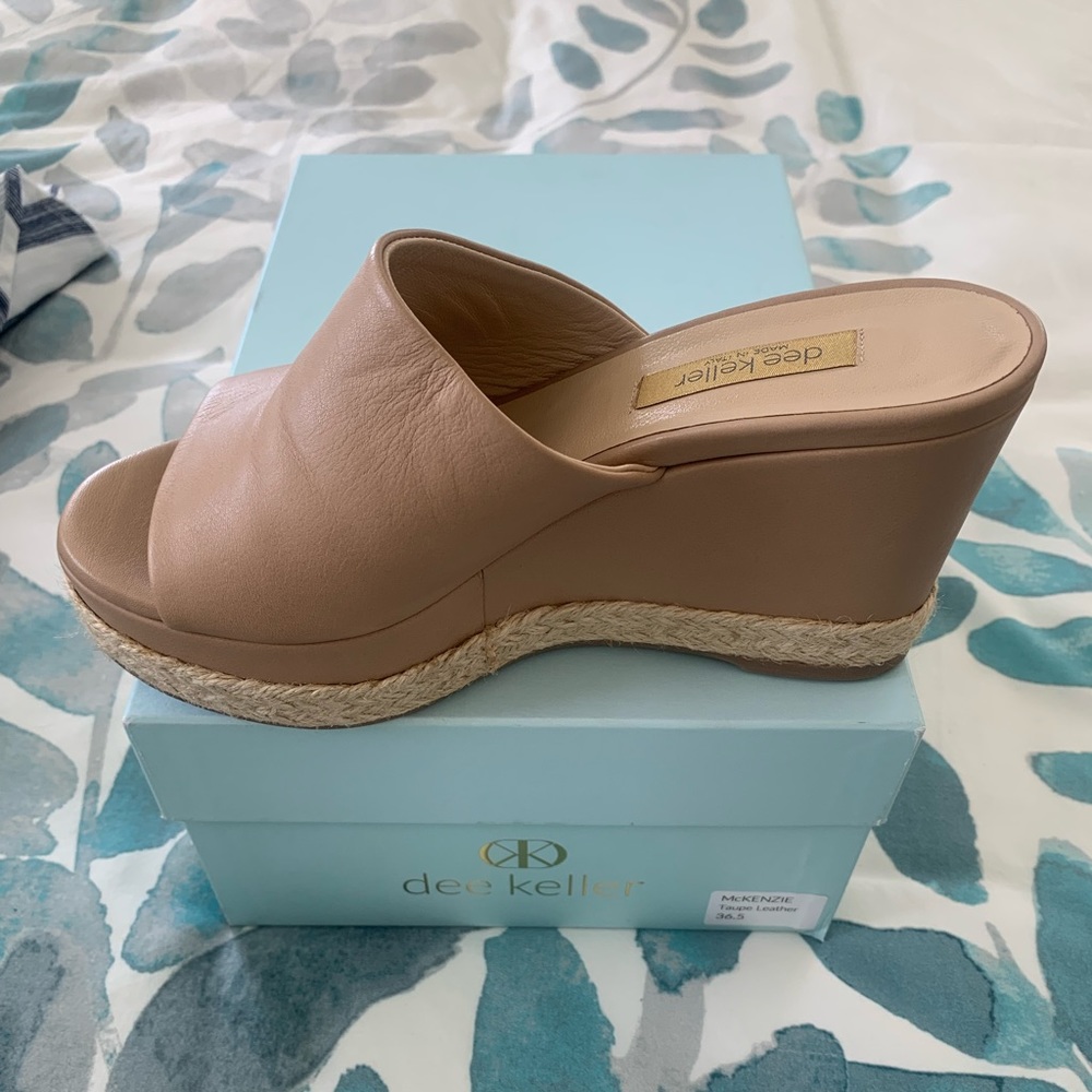 Dee Keller Taupe Leather Wedge